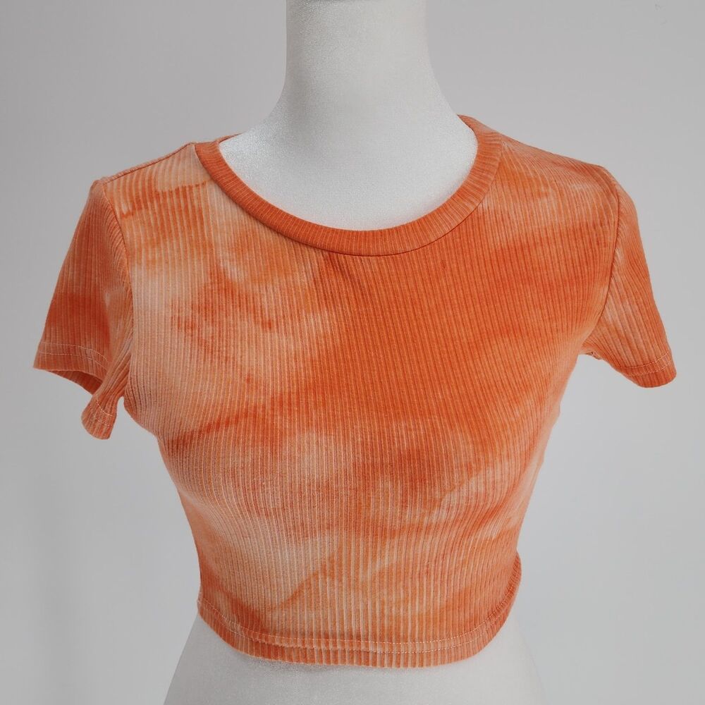 SHEIN Orange Ribbed Crop Top (S)